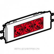Legrand Mosaic DLP Розетка красная 65 н.ст.3x2К+З с бл. (New)