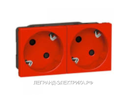 Legrand Mosaic Розетка DLP н.ст.2х2К+З б/з.красн.