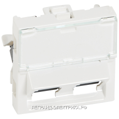 Legrand Mosaic Белая Розетка RJ 45 кат 5е UTP 45° 2 розетки RJ 45 2 мод LCS2