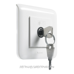Legrand Mosaic Белый Выключатель с ключом для светильников BAES 2 модуля