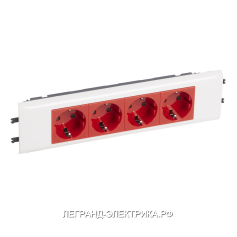 Legrand Mosaic DLP Розетка красная 65 н.ст.4x2К+З с бл. (New)