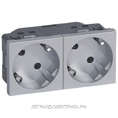 Legrand Mosaic Алюминий Розетка 3х2К+З нем.станд. под углом 45 градусов