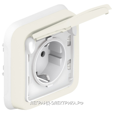 Legrand Plexo Белый Розетка с/з с крышкой, винтово