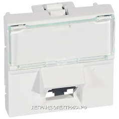 Legrand Mosaic Белая Розетка RJ 45 кат 6 UTP 45° 2 мод LCS2