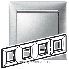 Legrand Valena Алюминий матовый Рамка 4-ая гориз