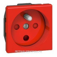 Legrand Mosaic DLP Розетка красная 65 н.ст.2К+З с блок.
