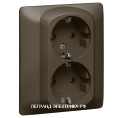 Legrand Galea Life Темная Бронза Розетка 2-ая с/з 2 х 2К+З 