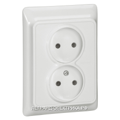 Legrand Kaptika Белый Розетка 2-я б/з (782112) 782